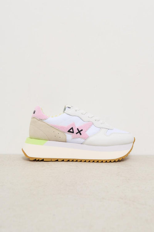 Sneakers donna platform bianche e rosa