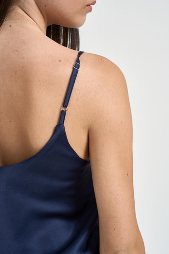 Top donna effetto satin blu - 4