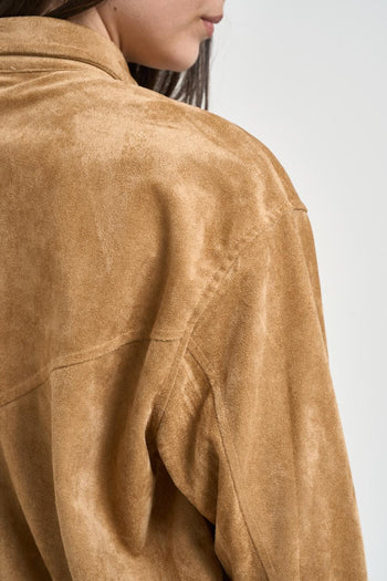 Giubbotto donna in suede cammello - 5