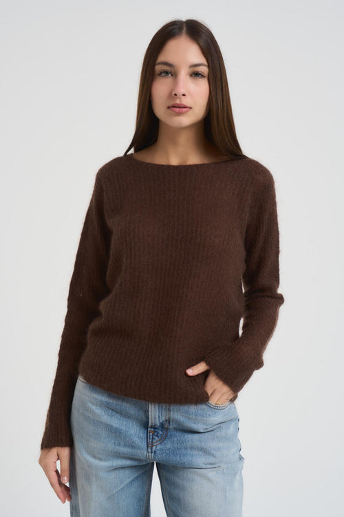 Maglia donna scollo a barchetta moro