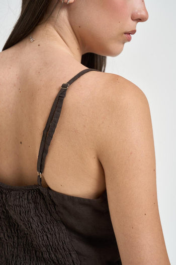 Top donna in lino moro - 5