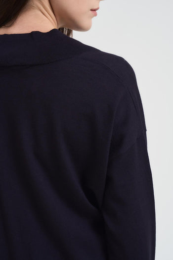 Maglia donna scollo a V blu - 5