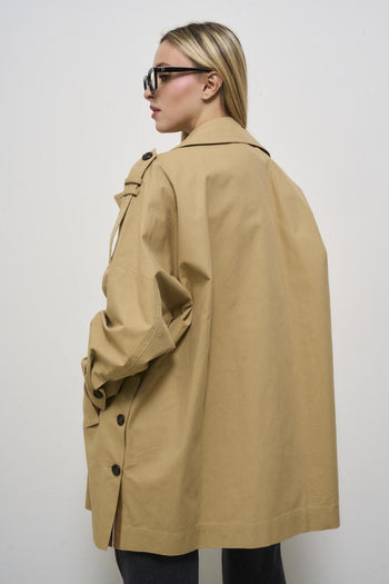 Women's beige gabardine trench coat - 6