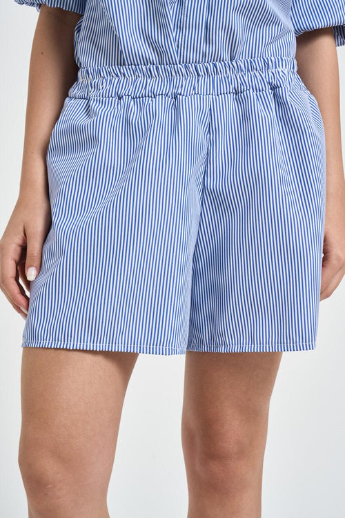 Shorts donna a righe blu e bianche