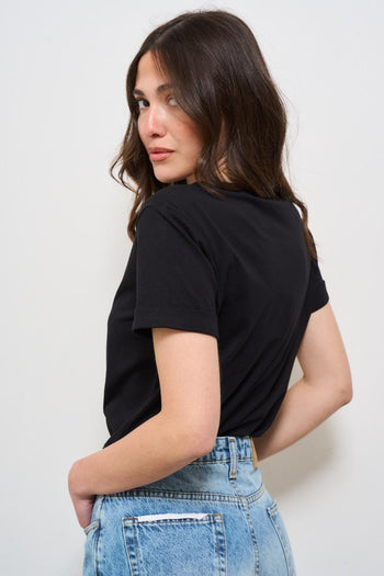T-shirt donna nera con logo - 3