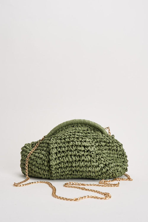 Borsa donna in rafia verde
