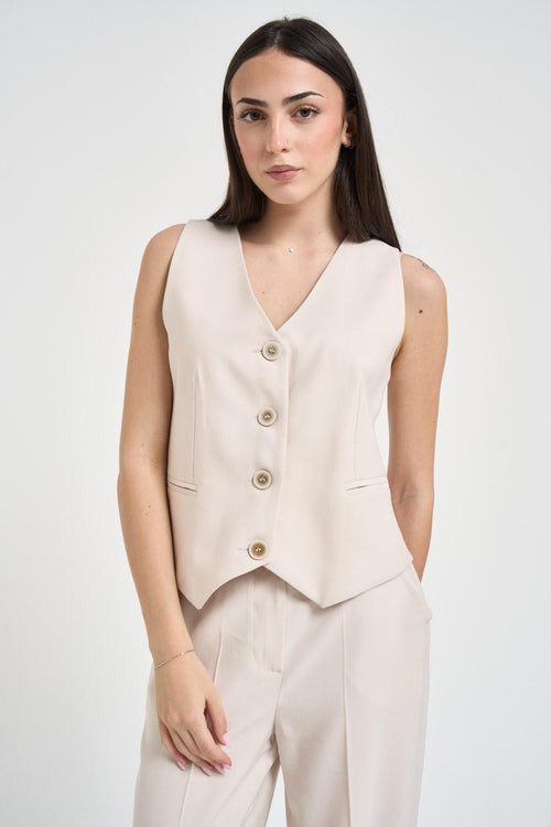 Abito con gilet e pantalone panna - 2