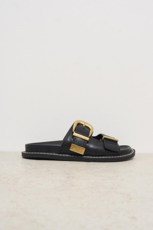 Sandalo donna nero con fibbie
