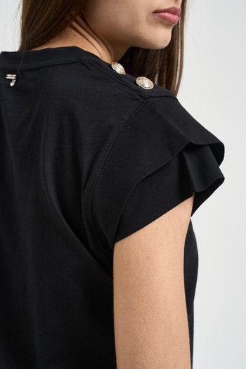 T-shirt donna girocollo nera - 4