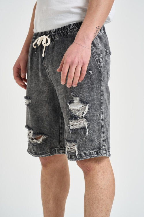 Bermuda uomo in denim nero - 2