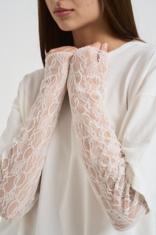 Maglia donna in pizzo panna - 2