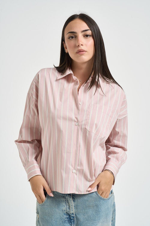 Camicia donna a righe rosa