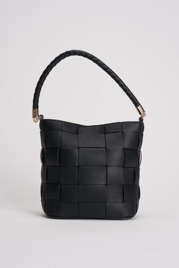 Borsa donna secchiello in ecopelle nera - 4