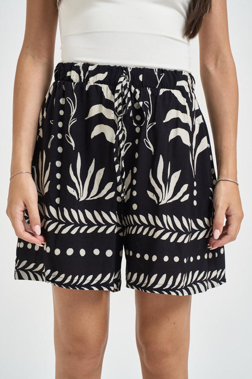 Short donna fantasia floreale nero - 1