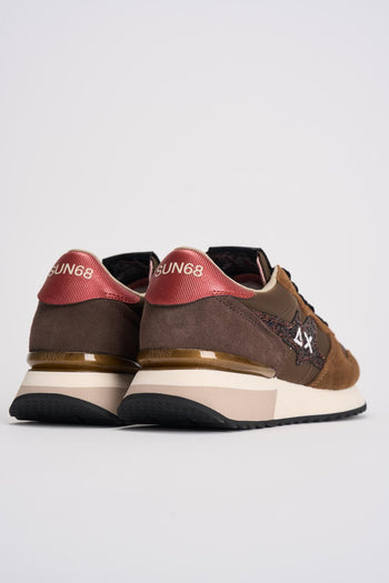 Sneakers donna marrone con glitter rosa - 6