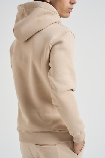 Felpa uomo beige con cappuccio - 5
