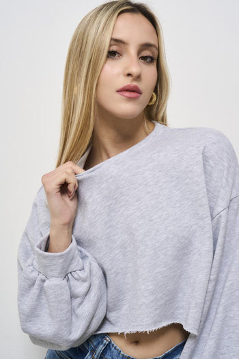 Cropped grey women's sweatshirt - 3