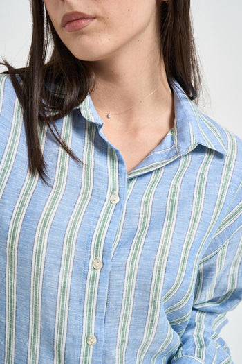 Camicia donna a righe celeste - 3