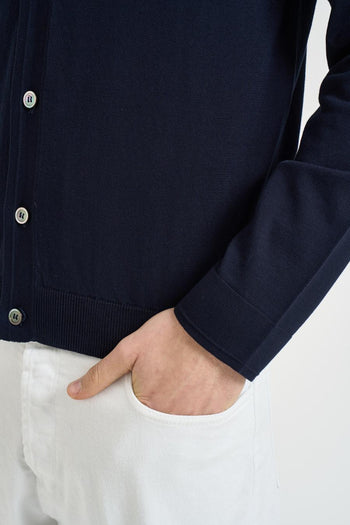Cardigan uomo scollo a V blu notte - 4