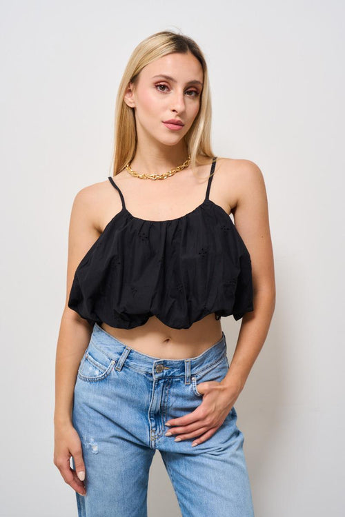 Top donna cropped nero