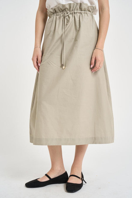Gonna donna midi in cotone salvia
