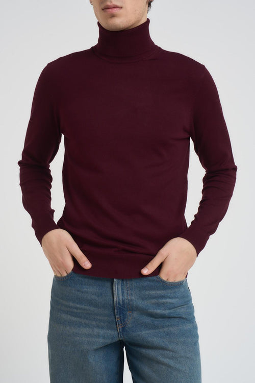 Maglia uomo collo alto bordeaux