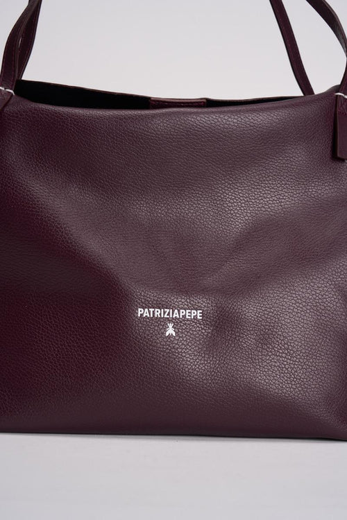 Borsa shopper donna in pelle bordeaux - 2