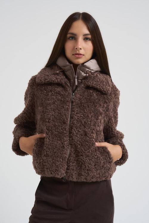 Cappotto donna marrone con pelliccia - 2
