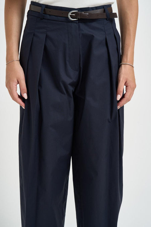 Pantalone donna barrel fit blu navy - 2