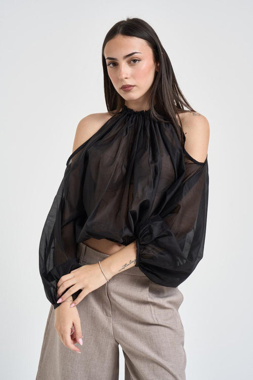 Blusa donna spalle scoperte nere