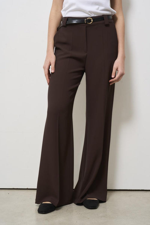 Pantalone donna flare marrone