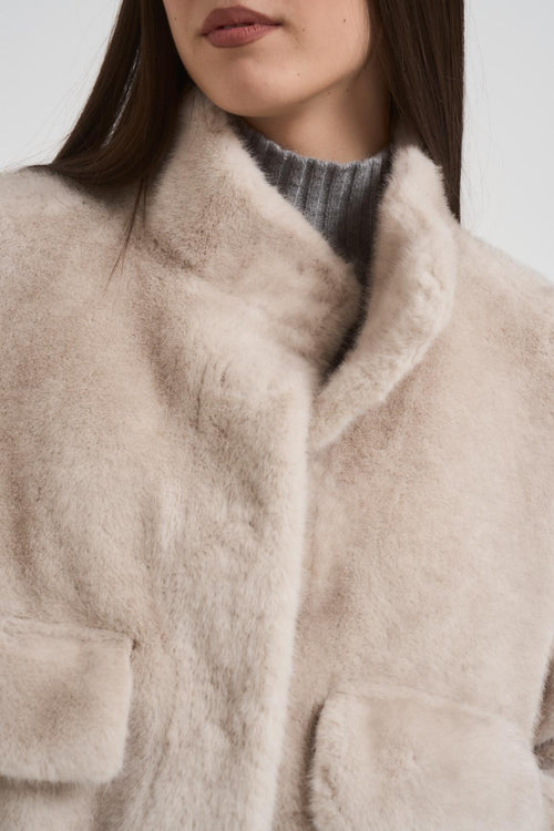 Giubbotto in ecopelliccia donna beige - 2