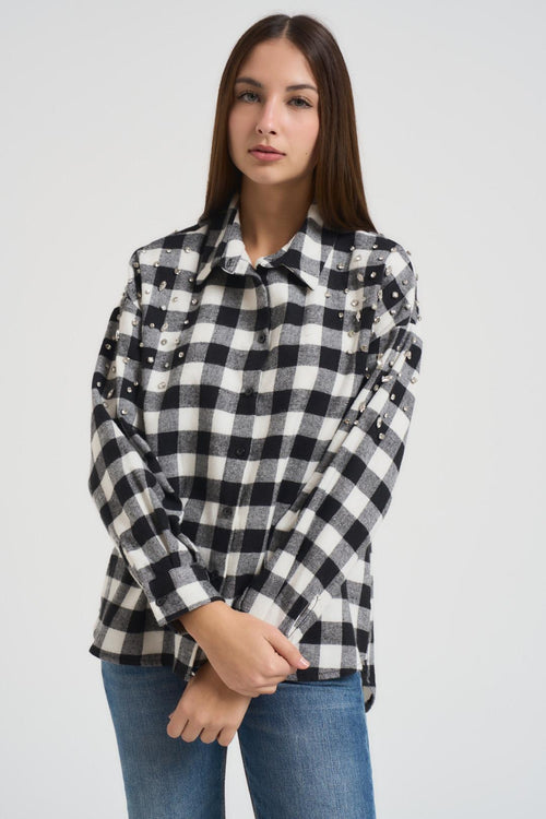 Camicia donna a quadri nera