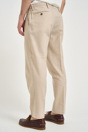 Pantalone uomo in lino con pinces sabbia - 4