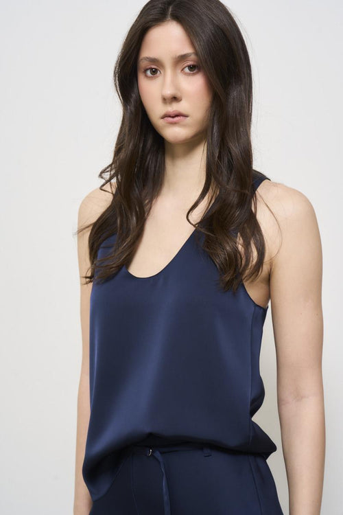 Top donna satino blu notte - 2