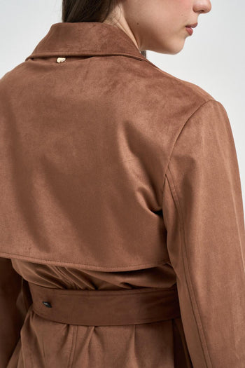 Blazer donna in suede cuoio - 4