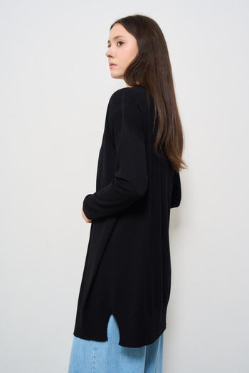 Cardigan donna lungo nero - 4