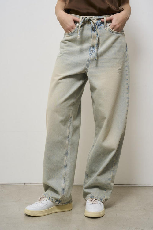 Jeans donna wide leg grigio