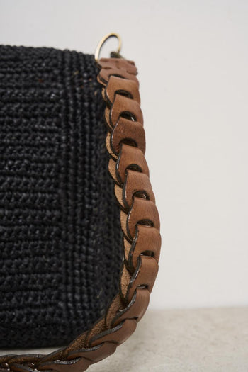 Pochette donna Hafa in rafia nera - 5