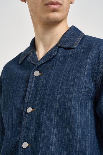 Camicia uomo in denim blu a maniche corte - 3