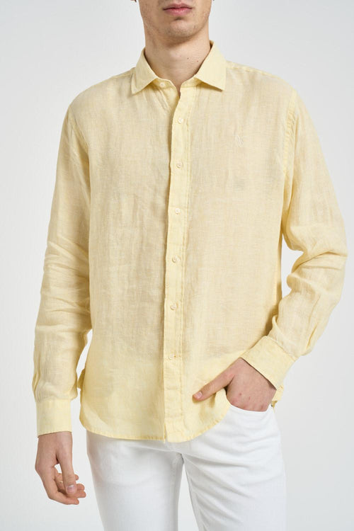 Camicia uomo in lino gialla