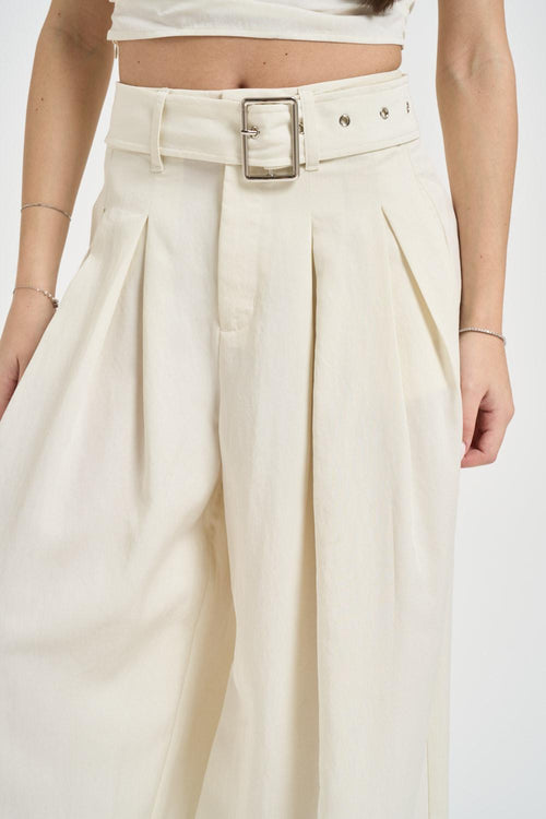 Pantalone donna a palazzo panna - 2