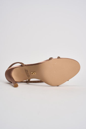 Sandalo donna con tacco bronzo e strass - 8