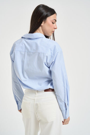 Camicia donna gessata azzurra - 3