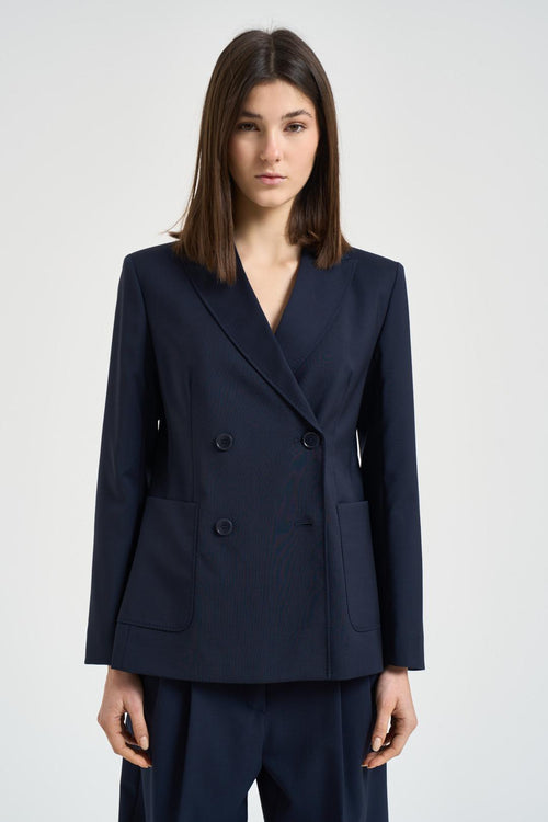 Blazer donna doppiopetto blu navy - 2