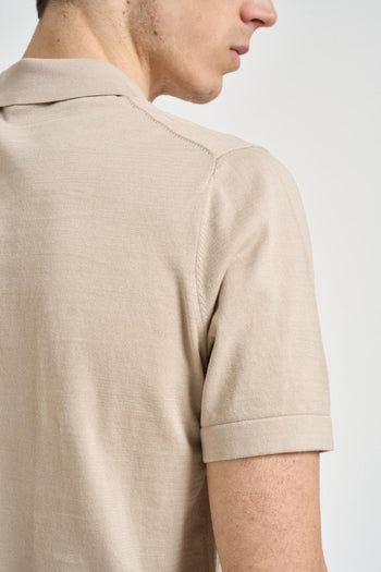 Polo uomo in maglia beige - 5