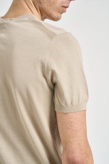 T-shirt uomo girocollo in maglia beige - 4