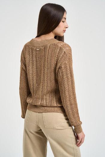 Maglia donna in lurex bronzo - 3