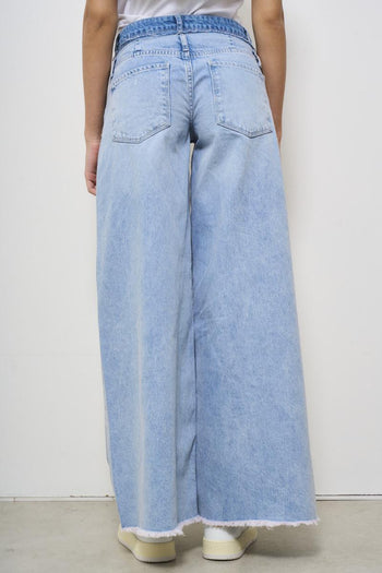 Jeans donna wide-leg in denim chiaro - 4