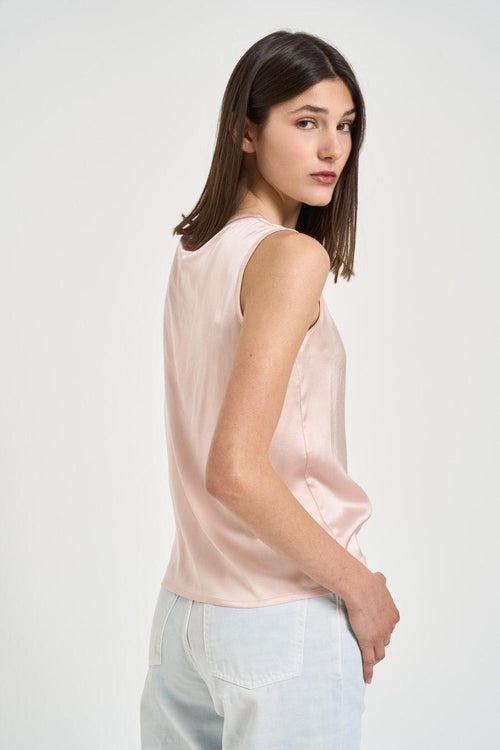 Top donna smanicato satinato rosa - 2